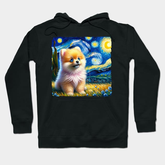 Starry Pomeranian Portrait - Dog Portrait Hoodie by starry_night